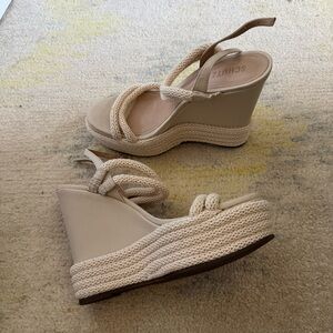 SCHUTZ Cream Wedge Sandals 9.5